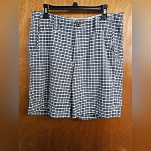 Hollister Shorts Mens 30 Blue Plaid Button Fly Casual Seagull Logo Chino Summer